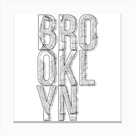 Brooklyn Street Map Typography Square Canvas Print
