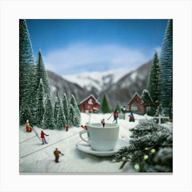 Firefly Mini, Ski, Resort, Cup, Tiny, Skiers, Snowboarders, Gliding, Snowy, Mountainsides, Ski Lifts Canvas Print