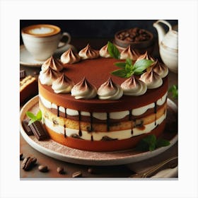 Chocolate Cake With Coffee Canvas Print