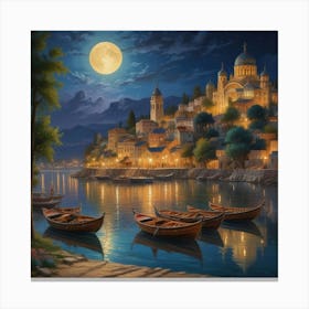 Night By The River Canvas Print