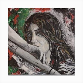 Woman Holding A Bat Canvas Print