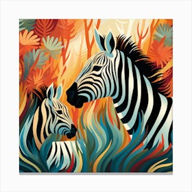 Zebras In The Jungle Canvas Print