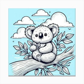 Line Art koala 1 Canvas Print