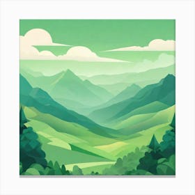 Misty mountains background in green tone 166 Canvas Print