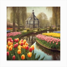 Keukenhof Gardens Netherlands Vintage Botanical (7) 1 Canvas Print