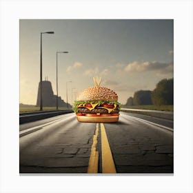 Burger On The Road Canvas Print