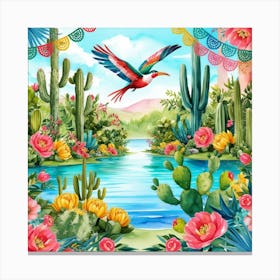 Mexican Watercolor Painting Canvas Print