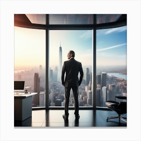 Businessman Looking Out Of Window 1 Canvas Print