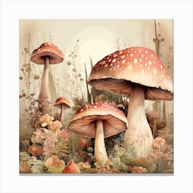 Mushrooms In The Meadow Canvas Print