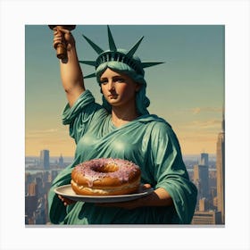 Statue Of Liberty Holding A Doughnut Canvas Print