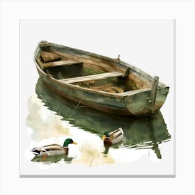 Springtime-Duck-Pond-Clipart.13 Canvas Print