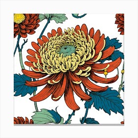 Chrysanthemum Flower Pattern Canvas Print