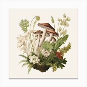 Parasol island - mushroom art print - mushroom botanical print Canvas Print