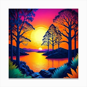 Sunset By The Lake Canvas Print