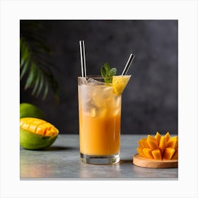 Cocktail With Mangoes Canvas Print