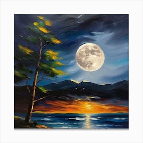 Full Moon At Sunset Canvas Print