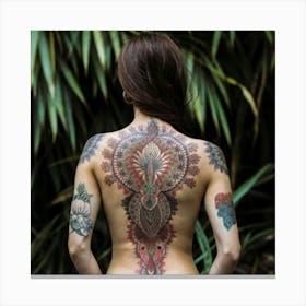 Back Of A Woman With Tattoos 5 Canvas Print