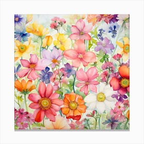 Watercolor Windflowers Garden Canvas Print