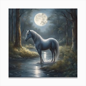 Horse In The Moonlight Canvas Print