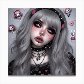 Gothic Girl With Dolls Canvas Print