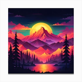 Mountain Landscape Painting Canvas Print