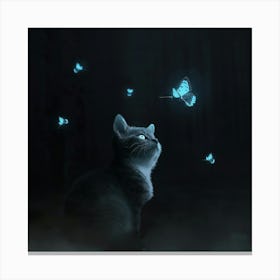 Cat With Butterflies Canvas Print