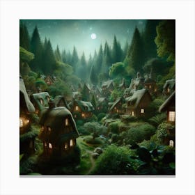 Fairytale Village At Night Canvas Print