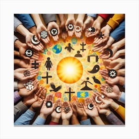 Many Hands In A Circle 1 Canvas Print