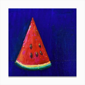 Watermelon On Blue Square Canvas Print