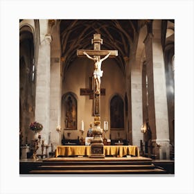 Crucifix In A Church Canvas Print