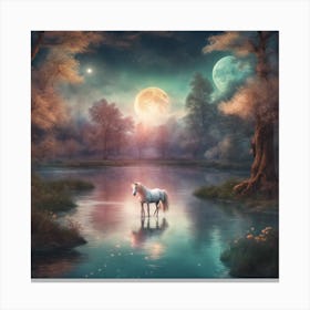 Unicorn In The Water Canvas Print