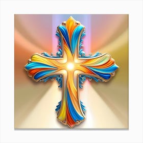 Vibrant 3D Image Of A Intricately Designed Cross With Beautiful Colors 1 Canvas Print