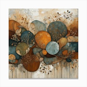 Abstract Painting, Floral Pattern, Abstract Piece With Organic Shapes And Earthy Colors art print 3 Canvas Print