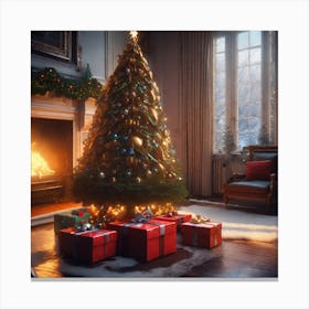 Christmas Tree In The Living Room 29 Canvas Print