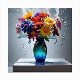 Colorful Flowers In A Vase 25 Canvas Print