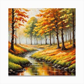 Forest In Autumn In Minimalist Style Square Composition 96 Canvas Print