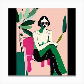 Woman Sitting On A Chair Canvas Print