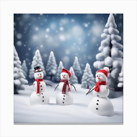 3 Snowmen Canvas Print