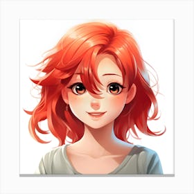 Girl With Red Hair Anime Canvas Print