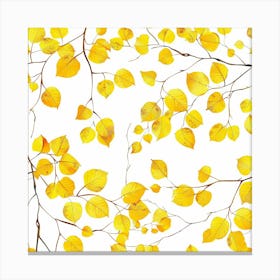 Seamless Pattern Of Golden Aspen Tree Leaves 2 Canvas Print