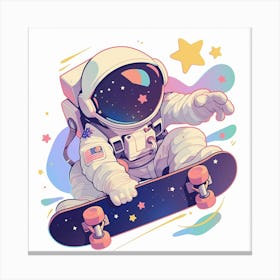 Astronaut Skateboarding 7 Canvas Print