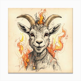 Goat In Flames 5 Canvas Print