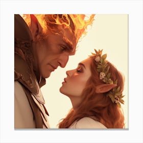 Fire Elf And Druid Elf Canvas Print