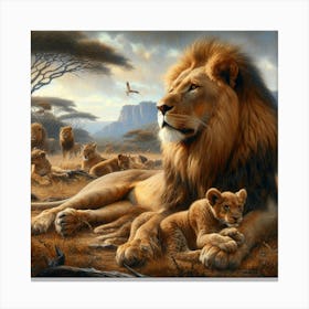 Lions And Cubs Canvas Print