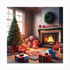 Christmas Tree In The Living Room 54 Canvas Print
