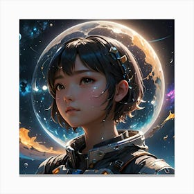 Anime Girl In Space Canvas Print