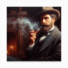 Man Smoking Pipe Canvas Print