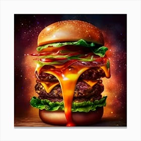 Burger In Space Canvas Print