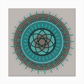 MidMod Boho Abstract Celestial Mandala Geometric in Aqua, Olive and Grey Canvas Print