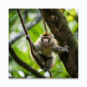 Monkey On A Tree Canvas Print